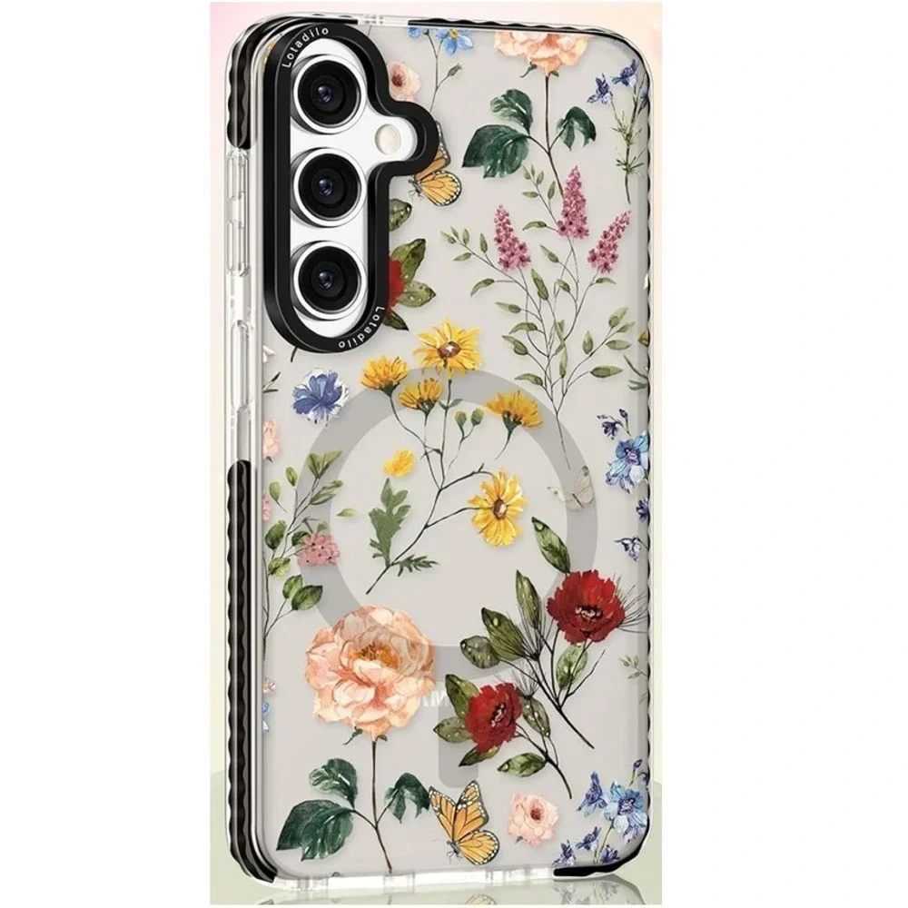 Cottagecore Romantic Clear Floral Case Samsung Galaxy A35 5G Magsafe Magnetic